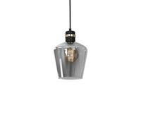 Milagro Richmond Black/gold Pendant Lamp 1Xe27 Stunning Hand Made Smoked Glass Quality Matt Black Fittings With Gold Detail