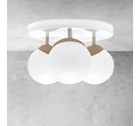 Eko-Light Sfera ceiling lamp 3-bulb direct round glass/wood