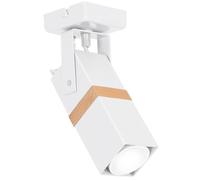 Milagro Vidar Hand Made Spot Lamp Black With Natural Wood Cuboid in White Milagro White