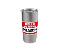 Milagros Hello Hi My Name is Tshirt Name On Custom Stainless Steel Insulated Tumbler
