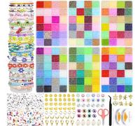 Milai 144 Colors Seed Beads for Bracelet Making Kit, 64800pcs 2mm Glass Seed Beads for Jewellery Making with 0.5mm Elastic String, Friendship Bracelet Making Kit with Letter Beads for Crafts Gifts