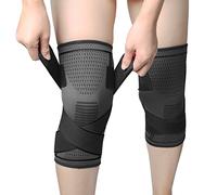 MILAIUN 2 Packs Knee Brace Support for Men & Women, Compression Knee Sleeves with Adjustable Straps for Sport, Hiking, Cycling, Running, Weightlifting, Football, Tennis, Volleyball, Dancing (Black, L)