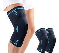 MILAIUN Knee Support Brace 2 Pack, Knee Support Men and Women, Knee Compression Sleeve with Anti-slip Silicone Strips for Arthritis, Meniscus, Volleyball, Sports, Weight Lifting (Blue, L)