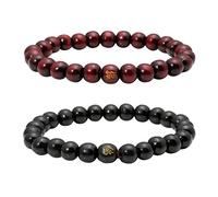 MILAKOO 2 Pcs 8MM Buddha Meditation Mala Prayer Beads Natural Wood Bracelet Men Women Bead Bracelet