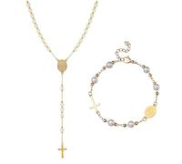 MILAKOO 2 Piece Stainless Steel Bracelet and Necklace Women's Stainless Steel Link Chain Bracelets Chain Set with Gift Box, Stainless Steel, No Gemstone