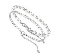 MILAKOO 2Pcs Stone Bracelet Stack Set Cuban Chain Link Bracelets for Women Men Adjustable Round Gemstone Bracelets