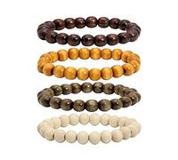 MILAKOO 4 Pcs 10mm Wood Beads Buddhist Mala Prayer Wrist Mala Bracelet