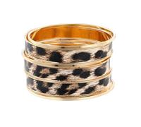 MILAKOO 6pcs Faux Leopard Pattern Bracelets Cute Cheetah Bangles for Women African Indian Vintage Bracelet Set