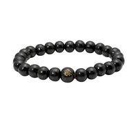 MILAKOO 8mm Wooden Beads Bracelet Black Round Beaded Stretch Cuff Wristband for Women Men Meditation Prayer