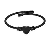 MILAKOO Black Bangle for Women Boho Style Tiny Heart Bracelet Twisted Double Cable Love Wristband