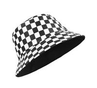 MILAKOO Bucket Hat Retro 80s 90s Style Fashionable Fishing Hat Unisex Reversible Fishing Hat Double Sided Sun Hat, Q1: Black and white checked, 55/58 cm