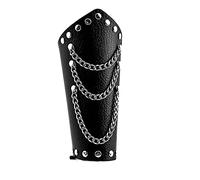 MILAKOO Chain Gauntlet Wristband | Triple Row Silver Chain Punk Leather Cuff | Black PU Leather Cuff for Women Men