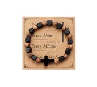 MILAKOO Distance Prayer Blessing Wood Bracelet with Black Cross Charms Religious Christian Crucifix