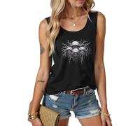 MILAKOO Evil Eye Print Tank Tops Gothic Punk Vest Black Sleeveless Shirt Terrifying Patterns Tops, XL