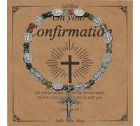 MILAKOO First Holy Communion Confirmation Bracelets Gifts for Women Catholic Rosary Stone Bracelet Religious Wristlet