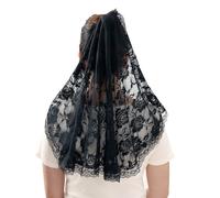 MILAKOO Goth Head Covering Veils for Bridal Wedding Headpiece Round Floral Church Veils Headscarf Short Veil