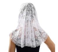 MILAKOO Head Covering Veils for Bridal Wedding Headpiece Round Floral Church Veils Headscarf Short Veil