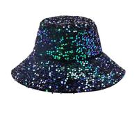 MILAKOO Party Bucket Hat Shiny Glitter Bucket Hat Bling Sparkly Holographic Hats Retro Party Cap for Men Women, B1:Green Sequins, 55/58 cm