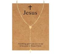 MILAKOO Prayer Blessing Chaplet Gold Catholic Y Chain Necklace Meditation Baptism Gifts Cross Virgin Mary Rosary Choker