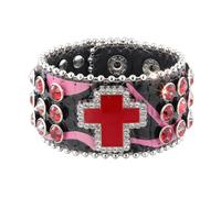 MILAKOO Red Rhinestone Studs & Cross Bracelets Y2K Punk Rocker Fashion Bracelet Retro 80s Party Wristband for Women Men