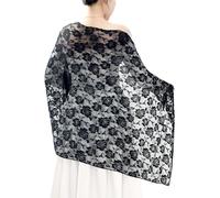 MILAKOO Shawls and Wraps for Evening Dresses Rose Crochet Hook Lace Scarf for Women, Mysterious Black