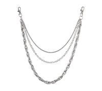 Milakoo Silver Heavy Metal Pants Chains Belt Motorcycle Jeans Belts Multi-layer Retro Duty Cool Body Chain for Men