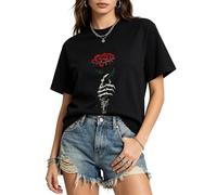 MILAKOO Skeleton Hand Rose Graphic Tops for Women Punk Goth Aesthetics Graphic Shirts for Party, XL