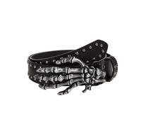 MILAKOO Unisex Gothic Punk Belt with Metal Skull Buckle Edgy Waist Chain PU Leather Waistband for Jeans Grunge Style