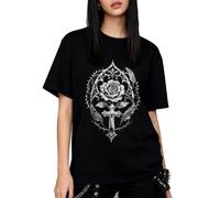 MILAKOO Victorian Gothic Tee for Women Spooky Macabre Beauty Pattern Tops White Short Sleeve Shirt, L