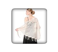 MILAKOO Wedding Lace Shawl Soft Mesh Fringe Wraps with Tassels for Evening Party Triangular Mantilla Headscarf, Beige