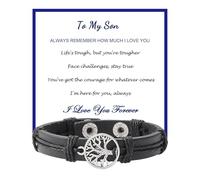 MILAKOO Women Mens Cuff Life Tree Bracelet to My Son frome Mom Dad Graduation Gifts Leather PU Woven Wrap Bracelets