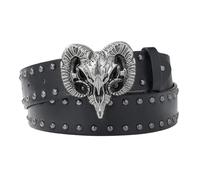MILAKOO Women's Gothic Skull Belt Western Country Belts for Jeans PU Leather Motorcyclist Evil Belts for Man