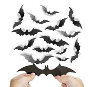 Milaloko 60 Pcs Halloween Bat Decorations, Bats Wall Decor, 4 Sizes PVC Black 3D Bat Sticker for Halloween Party Decorations Indoor Outdoor DIY Home Window Door Décor