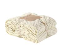 Milam London Bed Throw Double Size, Sofa Throws Large 2 Seater | 180 x 240 cm - Cream, Waffle Bedspreads Double Size, 100% Cotton Blanket For Bed, Settee, Couch, Bedroom Decor