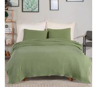 Milam London Bed Throw Double Size | Sofa Throws Large 2 Seater | Soft Bedspreads Double Size | 100% Cotton Blanket For Bed, Settee, Couch | 180 x 240 cm - Sage Green