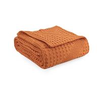 Milam London Bed Throw King Size Bedspread | 100% Cotton Soft Throw Blanket For Bed | Sofa Throws Large 3 Seater | Joanna Collection | 220 x 250 cm - Burnt Orange
