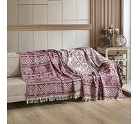 Milam London Bed Throw King Size | Cotton Blanket Throws for Sofas Large | King Size Bedspread | Boho Home Decor | 220 x 240 cm | Burgundy