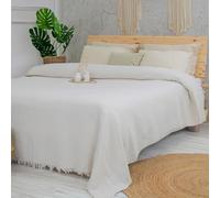 Milam London Bed Throw King Size, Cotton Throws for Sofas Large | 220 x 240cm - Cream, Bedspreads King Size Blankets for Beds, 2 Seater Sofa Covers