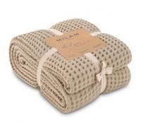 Milam London Bed Throw King Size, Large Throws For Sofas, 220 x 240 cm | Beige, Bedspreads King Size Blanket and Throws, 100% Cotton Soft Large Blanket for Bed, Sofa, Settee, Couch, Bedroom Decor
