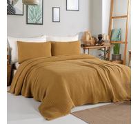 Milam London Bed Throws Super King Size | Sofa Throws Large 3 Seater | Bedspread Super King Size | 100% Cotton Large Blanket for Bed, Sofa, Settee, Couch | 240 x 280 - Mustard