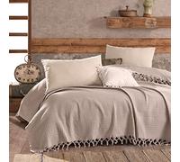 Milam London Beige Throw Blanket | Cotton Waffle Bedspreads King Size | Sofa Throws Large 3 Seater | Bed Throw King Size | Beige Blanket For Bed | Large Throws For Sofas 220 x 240 cm