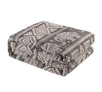 Milam London Boho Throw Blanket, King Size Bedspread 220x240cm Anthracite
