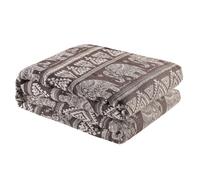 Milam London Boho Throw Blanket, King Size Bedspread 220x240cm Brown