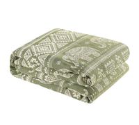 Milam London Boho Throw Blanket, King Size Bedspread 220x240cm Olive Green