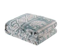 Milam London Boho Throw Blanket, King Size Bedspread 220x240cm Teal Blue