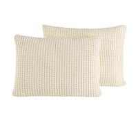 Milam London Decorative Pillow Covers Pack of 2, 100% Cotton Pillowcase 50x75cm, No Filling, Aesthetic Woven and Breathable Waffle Weave Pillow Case Covers with Envelope Closure for Bed Decor - Cream