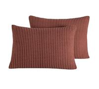Milam London Decorative Pillow Covers Pack of 2, 100% Cotton Pillowcase 50x75cm, No Filling, Aesthetic Woven and Breathable Waffle Weave Pillow Case Covers with Envelope Closure - Terracotta