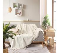 Milam London Sofa Throws Large 2 Seater, Bedspreads Double Size 200x230 cm | Cream Couch Throws For Sofa Covers 2 Seater, Bed Spread Double Bed, Cotton Blanket For Settees, Caravan Seats And Car