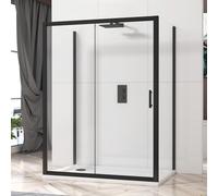 Milan 1200 x 700mm Matt Black Single Sliding 3-Sided Shower Enclosure 6mm Glass Reversible Cubicle Door