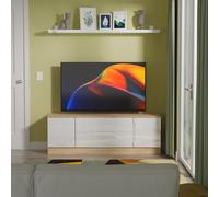 Milan 2 Door 2 Drawer Superwide TV Unit in White Gloss & Bardolino Oak - Ready Assembled - Lewis's Home | TJ Hughes